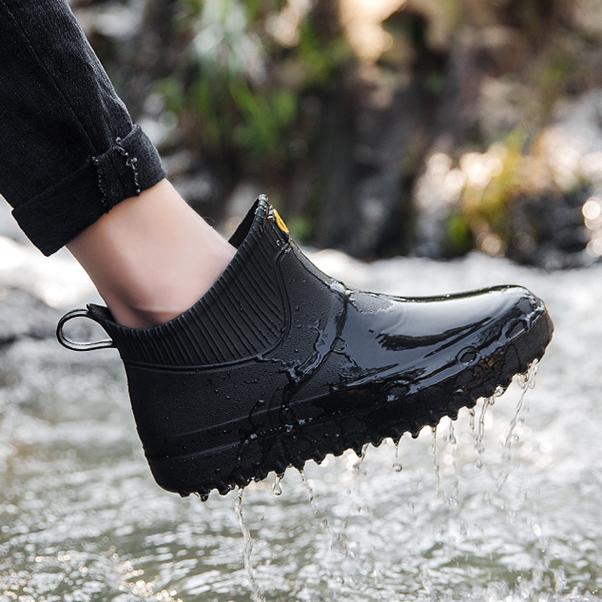 AUXDIQ Rain Boots Men Short Ankle Women Waterproof Rain Boots Outdoor Garden Shoes