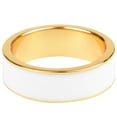 thumbnail image 1 of Gold Plated Sterling Silver White Enamel Thick Band Ring for Women - Size 8, 1 of 5