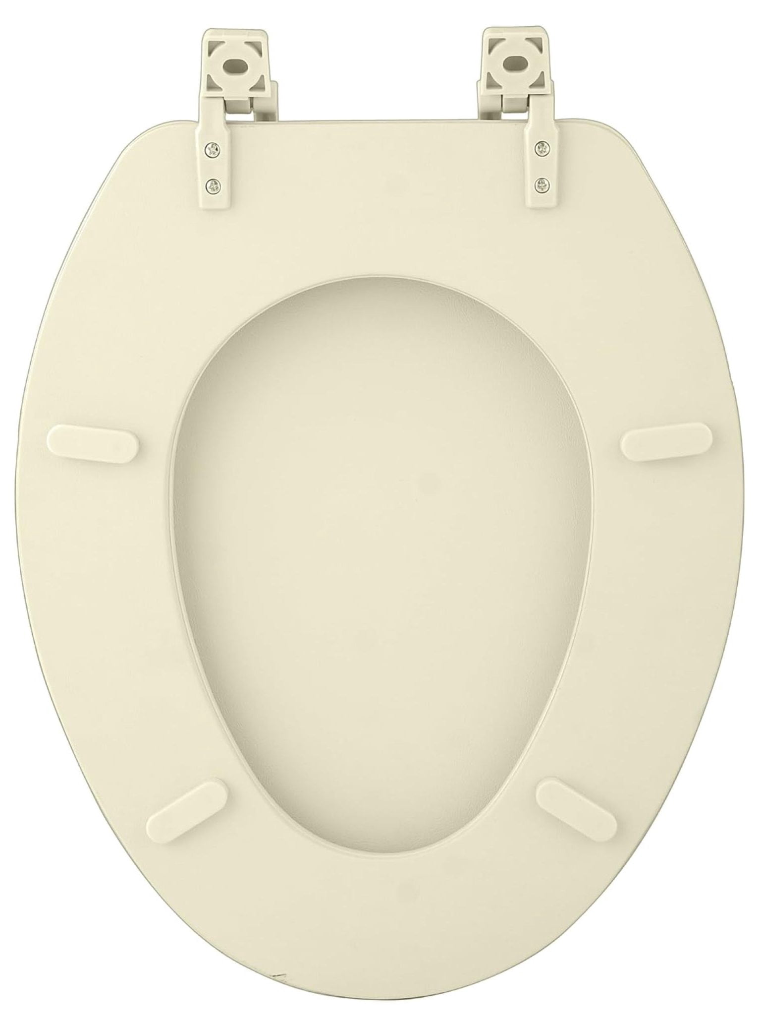 Adjustable Hinges Soft Elongated Toilet Seat, Vinyl Toilet Seats with Non Slip Grip Tight Bumpers, Oval Shape Heavy Duty Plastic Bathroom Toilet Seat Close Lid Set, Bone