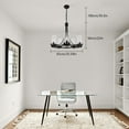 thumbnail image 5 of 5 Light Pendant Light Wagon Wheel Chandelier Adjustable High Ceiling Fixture, 5 of 12