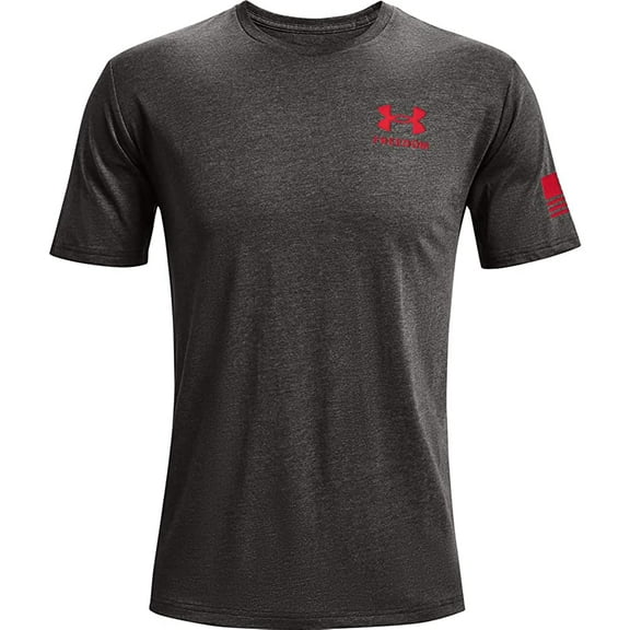 Under Armour Men's New Freedom Flag T-Shirt, Charcoal Medium Heather (019)/Red, 4X-Large