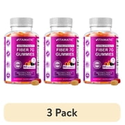 (3 pack) Vitamatic Prebiotic Fiber Gummies for Adults - 7G Fiber Extra Strength - Zero Sugar Added - 60 Pectin Based Gummies - Digestive Health & Regularity Support