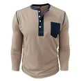 thumbnail image 4 of Generic Mens Fashion Henley Shirts Long Sleeve Button Cotton T-Shirt with Pocket, 4 of 6