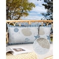 thumbnail image 2 of Pack of 2 Outdoor Pillow Covers, Blue and Brown Starfish Seashell Jellyfish Coral Waterproof Square Throw Pillowcase Cushion Decorative Pillow Covers for Couch Patio Tent, 20x12 in, 2 of 6
