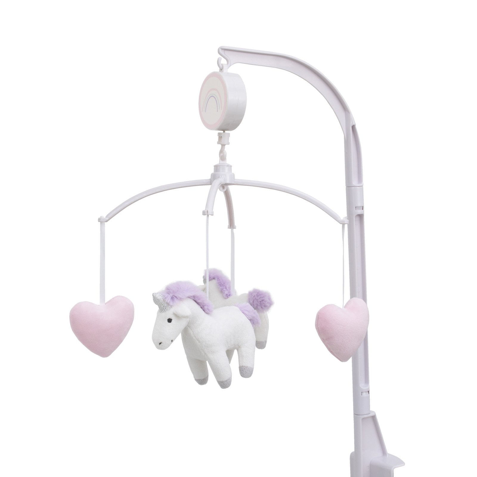 Baby Musical Mobile Pink with Soft Brahms Lullaby Sounds Nursery Cot Crib Hearts 