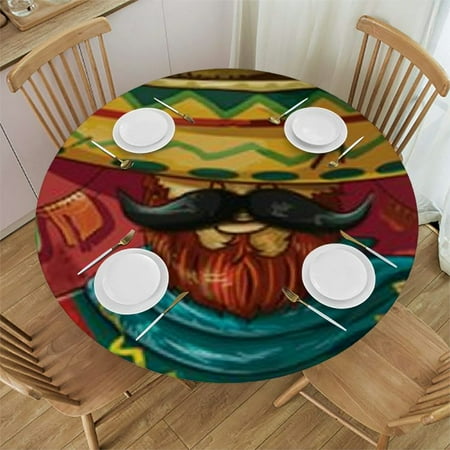

Tllo0ord Round Tablecloths Table Covers with Elastic Polyester Fitted Tablecloth Circular Table Cloths for Indoor Outdoor Dinner Party Fit Table 54-58