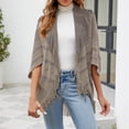 thumbnail image 3 of BSDJILFG Plus Size Swim Cover Up for Women Striped Print Tassel Round Hem Half Sleeve Loose Fit Cardigan Shawls, 3 of 7