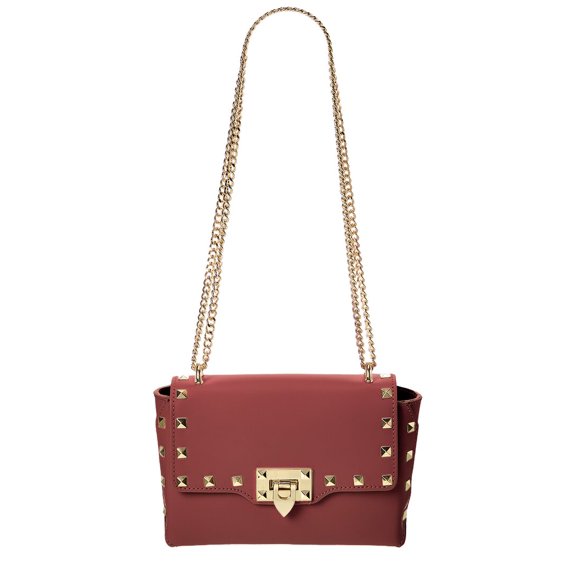 Isabella Rossetti Juliette Studded Leather Shoulder Bag, Red