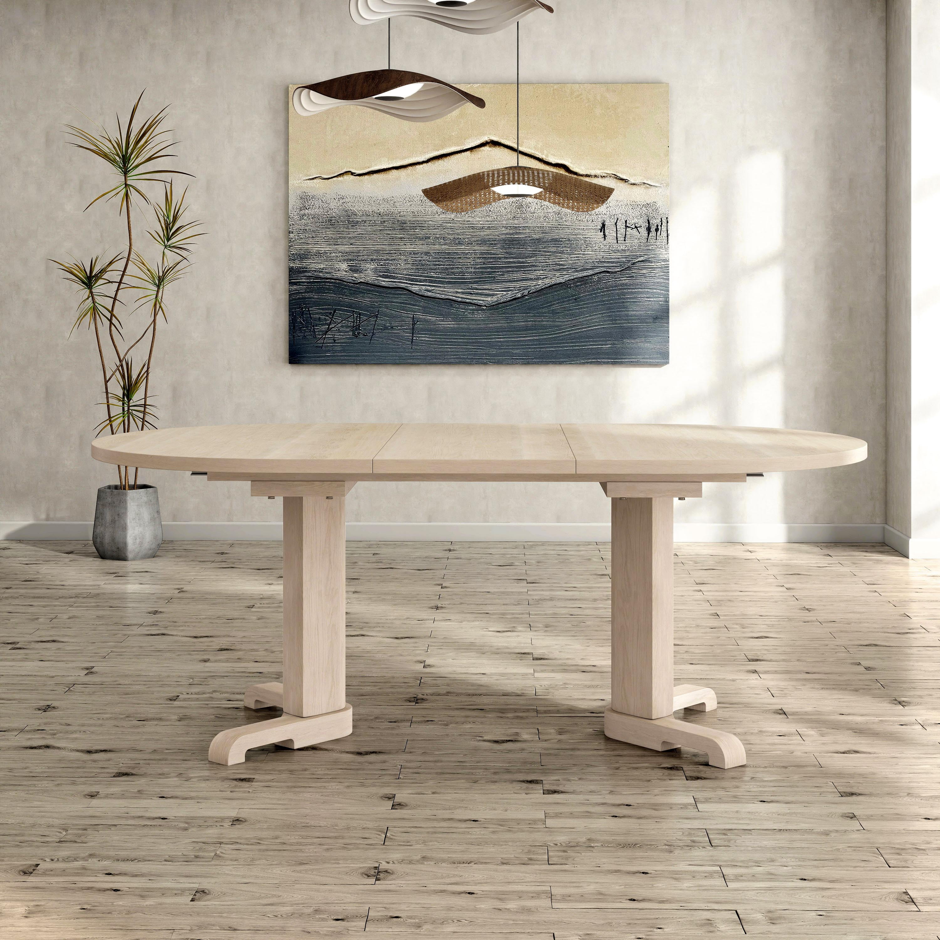 Furniture of America Winsto 78" Oval Extendable Indoor Dining Table, White Oak