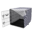 thumbnail image 3 of Navy Blue Dog Crate Cover, Abstract Cube Shape Striped Geometric 3 Dimension Pattern Squares and Lines, Easy to Use Pet Kennel Cover for Medium Large Dogs, 35" x 23" x 27", Night Blue, by Ambesonne, 3 of 6
