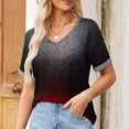 thumbnail image 2 of XMMSWDLA Blouse à Nœud devant pour Femmes, Col en V, T-Shirt à Manches Courtes, Tunique Ample, Hauts d'Été Unis, chandail-Over, T-Shirts Rouges pour Filles, 2 of 8