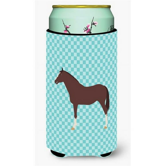 Carolines Treasures English Thoroughbred Horse Blue Check Tall Boy Beverage Insulator Hugger