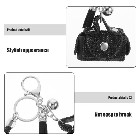 Hemoton Handmade Purse Charms and Tassel Accessories for Handbags, Car Keychains with Rhinestone Bag Charms and Keychain Decor