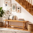 thumbnail image 4 of Gymax 63 Inch Solid Wood Bench Rustic Farmhouse Narrow Bench for up to 3 People, 4 of 10