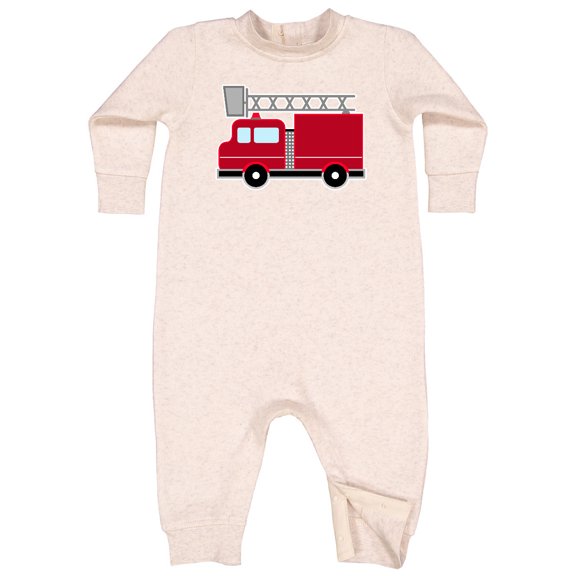 Inktastic Red Firefighter Fire Truck Baby Fleece Romper