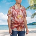 thumbnail image 2 of Lsque Pink Lotus pattern Hawaiian Shirt for Men, Unisex Summer Beach Casual Short Sleeve Button Down Shirts-X-Large, 2 of 9