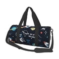 thumbnail image 2 of Xecao Space print Round Travel Duffel Bag is a foldable gym bag with an inner pocket, perfect for travel sports, 2 of 8