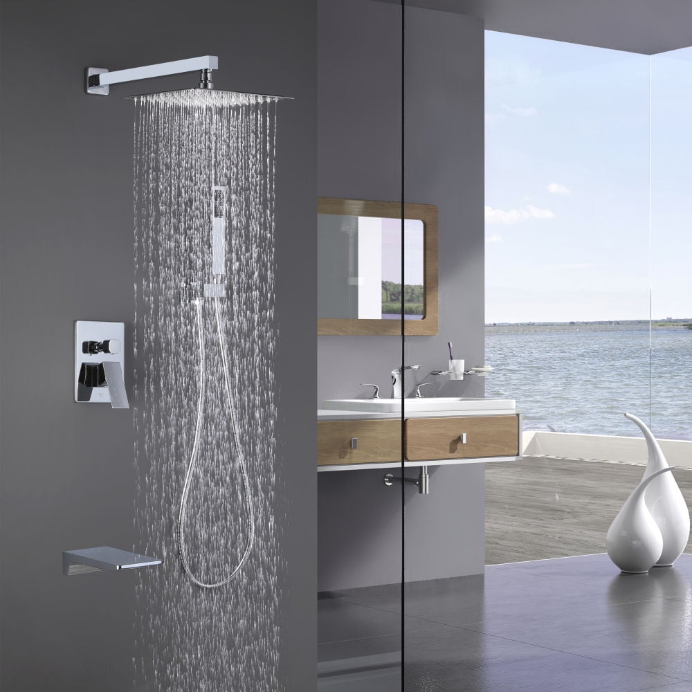 Kepooman 12" Shower Fixtures with Rough-in Valve, 3 Function Temperature Control Complete Shower System for Home