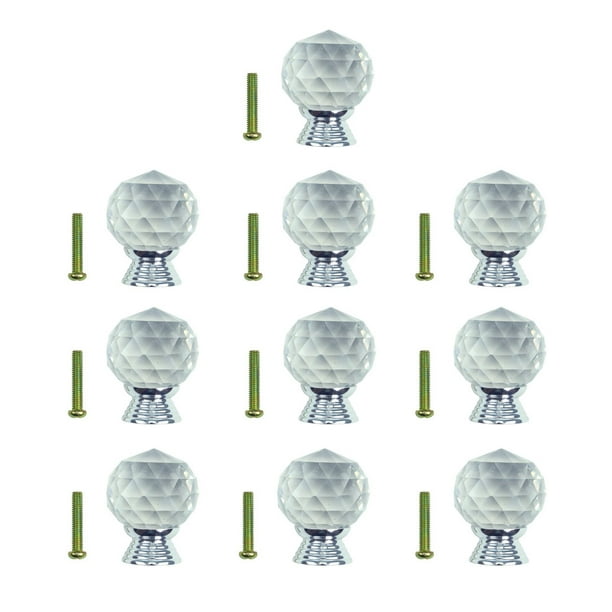 Clear Glass Cabinet Knobs 30mm Round 1 5 Inch Projection 10 Pcs