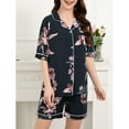 thumbnail image 3 of jinghuiyue Pajamas Set for Women Short Sleeve Button Down Floral Sleepwear 2 Piece Pjs Shorts Lounge Sets S, 3 of 7