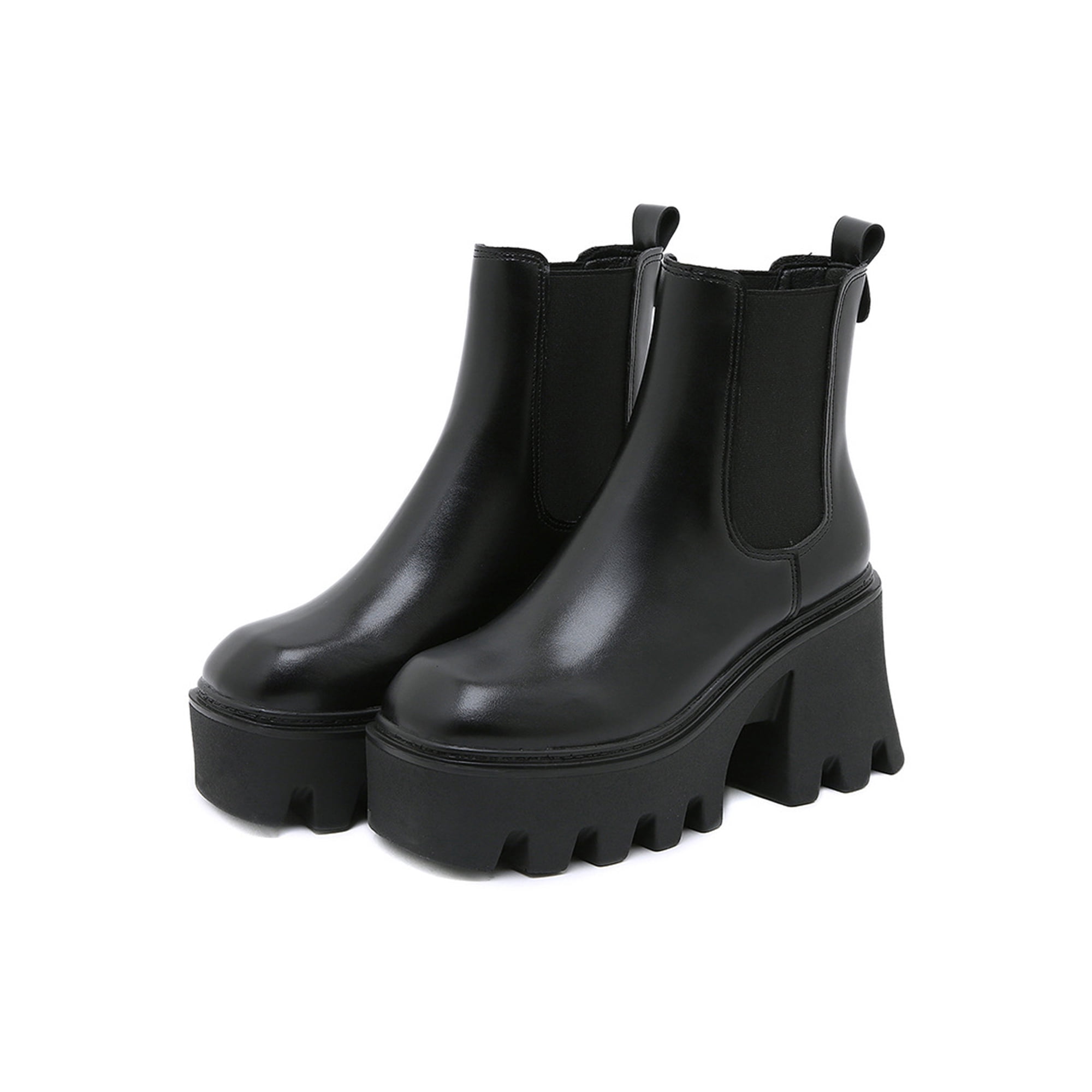 Black chunky heel booties discount