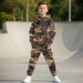 thumbnail image 5 of Uorisanigo Kids Girls Boys Sweatsuit Set - 2 Piece Oversized Dead Branch Leaf Print Hoodie Sweatshirt + Cargo Jogger Pants Kids Youth Activewear Set Fall Winter Clothing, 5 of 7