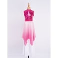 thumbnail image 5 of Doomiva Kids Girls Church Worship Praise Dance Outfit Sleeveless Sequin Tunic Swing Dress with Liturgical Pants Hot Pink 8, 5 of 7