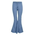 thumbnail image 4 of Women's Casual Pants Bell Bottom Jeans For Women High Waisted Classic Flared Denim Pants Stretchy Wide Leg Jeans Bell Bottoms Trousers,Blue Women's Casual Pants L, 4 of 5
