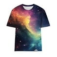 thumbnail image 5 of Ounisa Short Sleeve Women Tops Crewneck Blouses Dressy Casual Summer Starry Sky T Shirts Loose Fit Business Work Clothes, 5 of 6