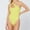 Yellow, variant on successthop Womens Bathing Suits Strap One Shoulder One-Piece Modest Solid Retro Vintage Romper Swimming Suits Push up High Waist Bikinis Tankinis for Holiday, Travel and Seaside