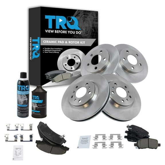 TRQ Front & Rear Ceramic Brake Pad & Rotor Kit w/Fluids for 11-15 Chevy Impala BKA15940 Fits select: 2011-2013 CHEVROLET IMPALA, 2014-2016 CHEVROLET IMPALA LIMITED
