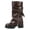 Brown, variant on Platform Motocycle Riding Boots for Ladies Knee High Studded Buckle Strap Slouchy Fold Over Wide Calf Biker Boots for Women