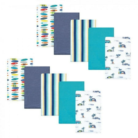 UPC: 0660168146486 | Hudson Baby Infant Boy Cotton Flannel Burp Cloths Surfer Dude One Size