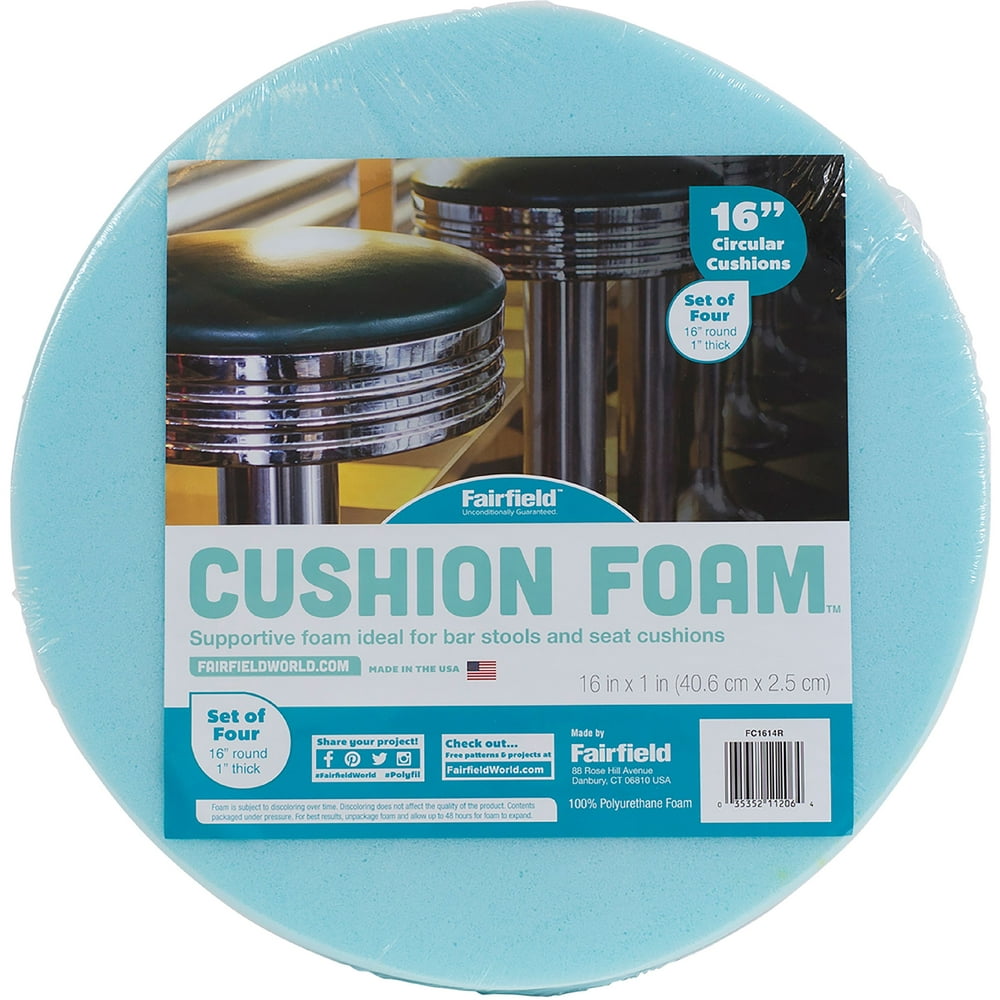 Fairfield Round Cushion Foam Pillow Insert 16" by 1" Thick Set of Four
