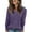 Purple, variant on Itsame Women Knitted Sweater V-Neck Knitted Sweaters Long Sleeves Solid Color Relaxed Sweatshirts Blue Size L