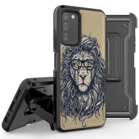 Armor Kombo Holster Rugged Cover Designed For Samsung Galaxy A03S Case Transparent Clear And Skull Series