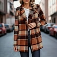 thumbnail image 3 of Fnooota Peacoats for Women 2025, Casual Lapel Collar Plaid Single Breasted Wool Coats with Pockets Orange Size XL, 3 of 4