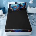 thumbnail image 4 of Erosebridal Ocean Shark Zipper Twin Comforter Sets with Fitted Sheet and 2 Pillowcases, Sea Fish Zipper Bedding Set, Black Reversible, 4 of 7