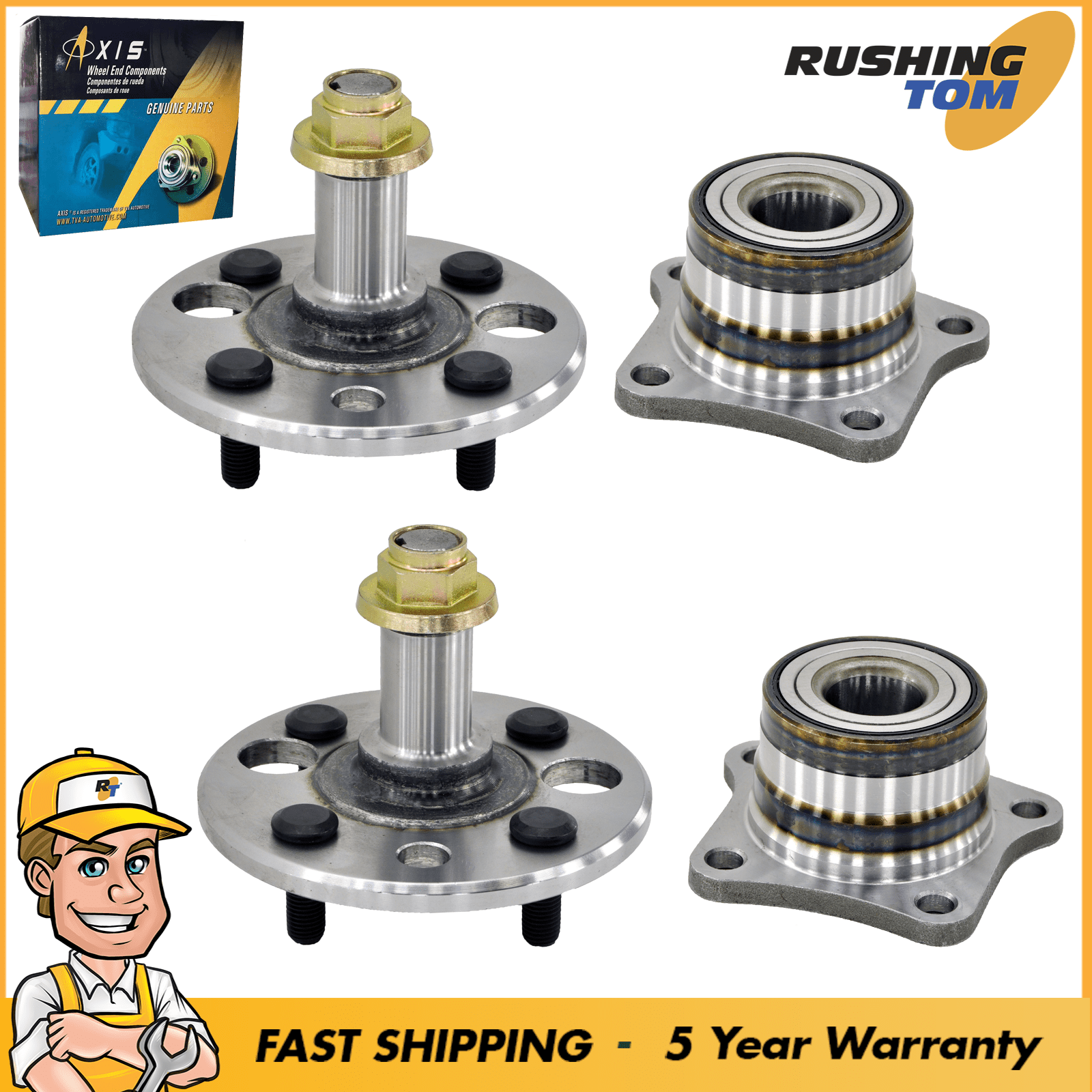 Rear Wheel Bearing And Hub Assembly Pair For Toyota Corolla Prizm Chevrolet Geo 