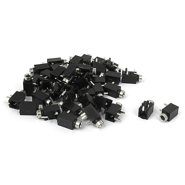 Conector de socket de audio estéreo hembra de 2.5 mm con 4 terminales de montaje en panel PCB negro de 40 piezas