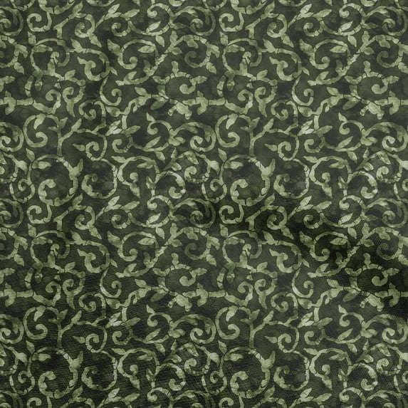 oneOone Polyester Spandex Dark Green Fabric Abstract Leaves Quilting Supplies Print Sewing Fabric By The Yard 56 Inch Wide