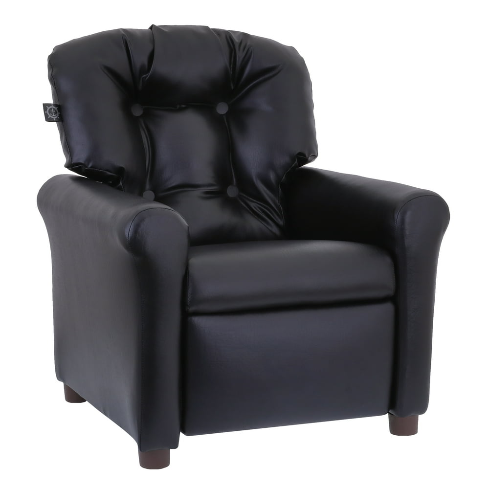 Crew Traditional Kids Recliner Faux Leather Black