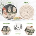 thumbnail image 4 of Yayeee 6 PCS Drink Coasters with Holder Set Woven Absorbent Round Tabletop Hot Pad, Green Snowmen, 4 of 7