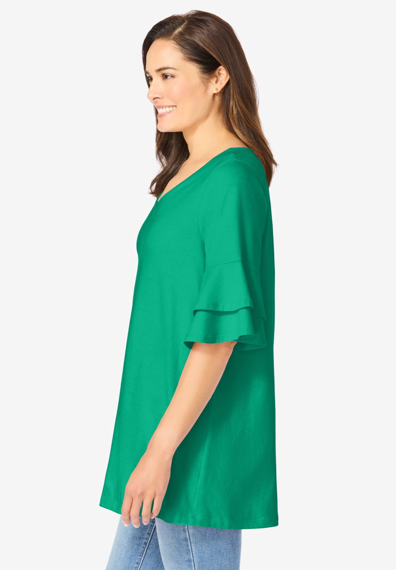 Plus Size Ruffled Elbow-Sleeve Tunic - image 3