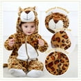 thumbnail image 3 of ATAIKU Baby Animal Leopard Onesie Flannel Hooded Romper for Infant Winter Playsuit Jumpsuit for Boys and Girls Toddler Overall Outfit, 3 of 7