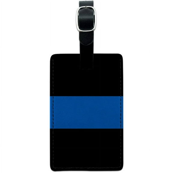 Thin Blue Line Police Leather Luggage ID Tag Suitcase Carry-On