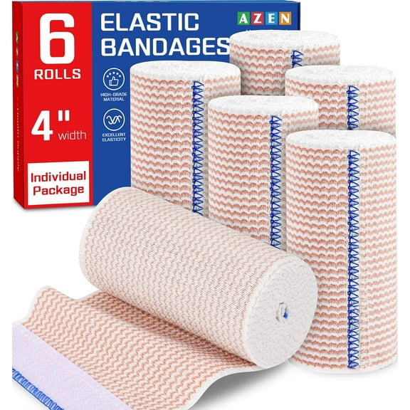 4-Inch Elastic Compression Bandage Wrap - Latex-Free, Reusable & Multipurpose for Legs, Ankle, Knee, Body | Hook & Loop Fasteners | First Aid & Sports Support