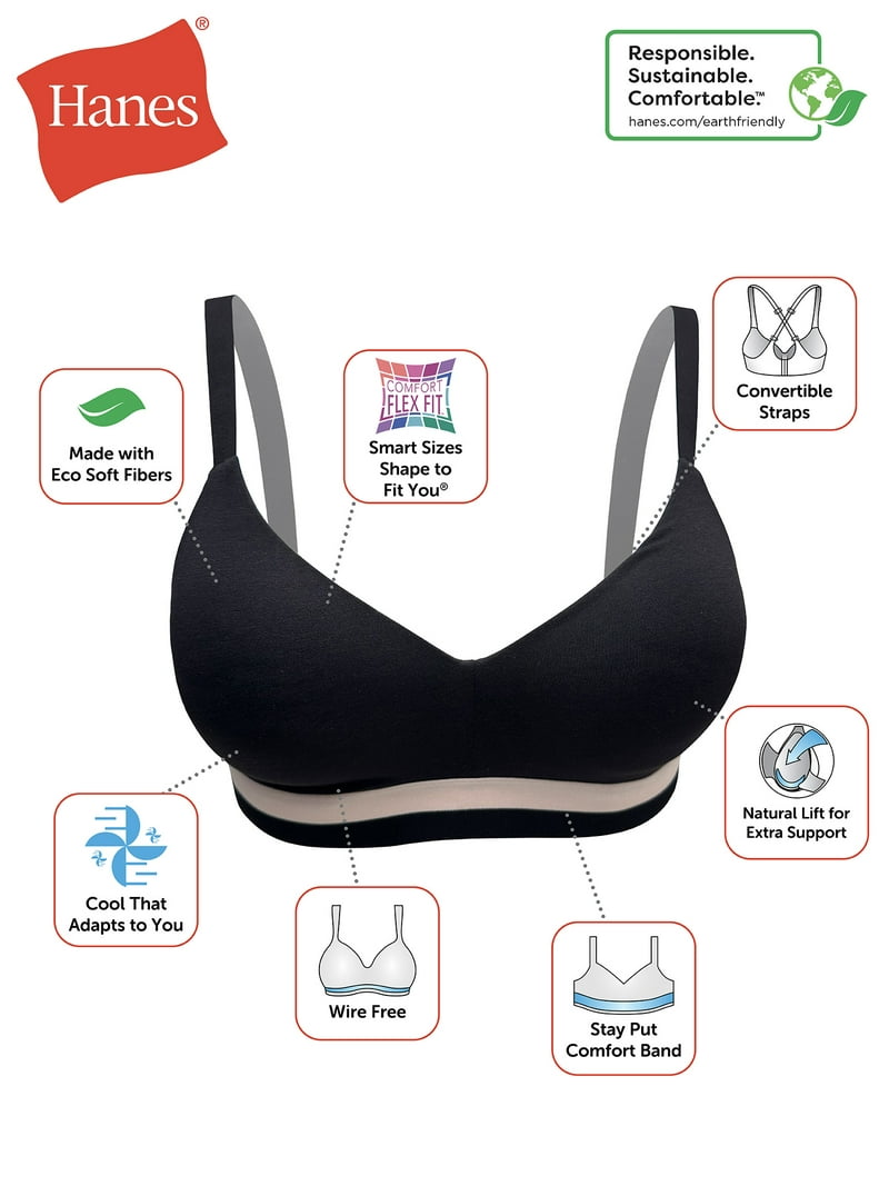 Hanes Womens Wireless Bra, Natural Lift Modal Full-Coverage Bra