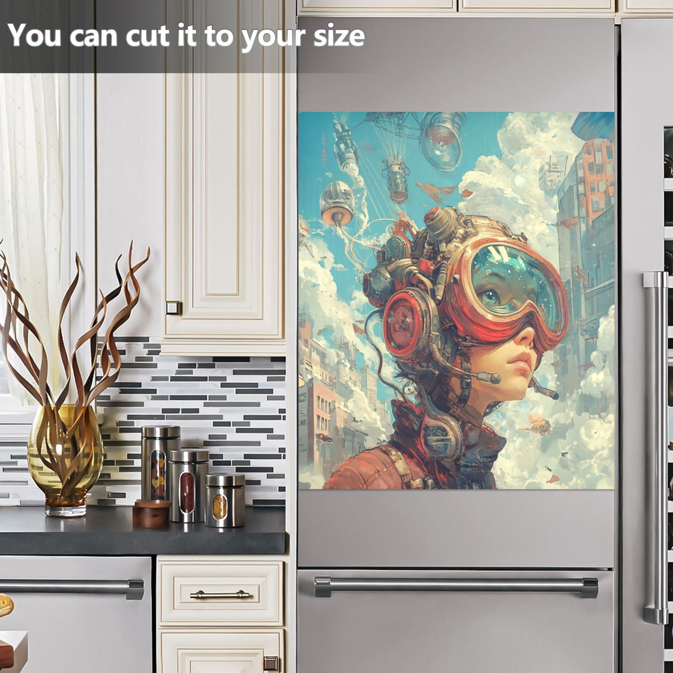 Dishwasher Magnetic Sticker 23x26 Inch Refrigerator Magnetic Sticker Washing Machine Magnetic Sticker Kitchen Panel Magnetic Sticker Home Decor Cartoon Beautiful Beauty