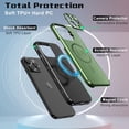 thumbnail image 2 of Magnetic Case for iPhone 14 Pro Compatible with MagSafe Charger Foldable Kickstand Camera Protector, Glossy Dual Layer Protective Bumper Cover, with 1 Tempered Screen Protector (Olive Green), 2 of 15
